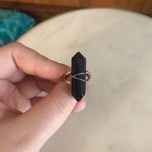 dark navy crystal shaped ring